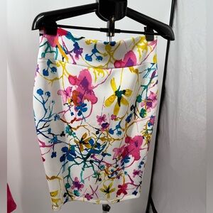 Thalia Sodi Skirt Womens Large Cream Print Bodycon Knee Length Stretch Pull On